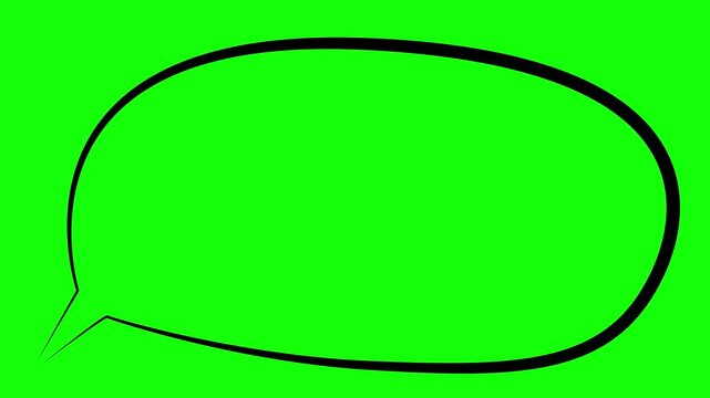 Animated black blank speech bubble symbol. Doodle of chat balloon with copy space. Looped video. Linear cloud bubble, dialog balloon, empty conversation message isolated on green background.