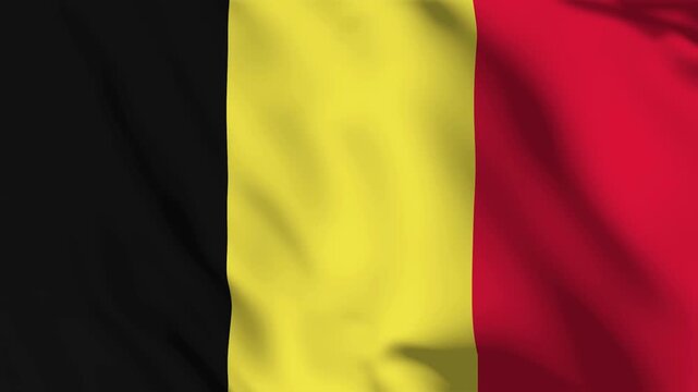 Realistic waving Belgian national flag animation loop
