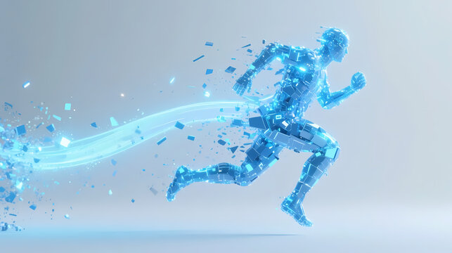 Blue light runner with particles