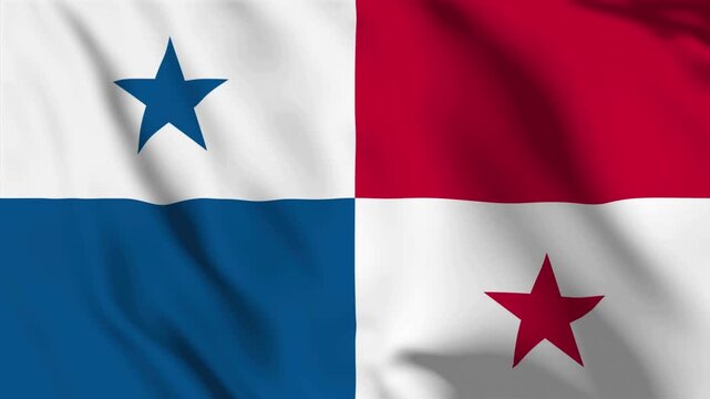 Waving Panama national flag animation loop with realistic fabric motion