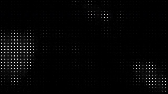 Abstract technology background with glowing dots and grid, dynamic led halftone dot pattern, flickering cyber digital data array motion graphic loop.