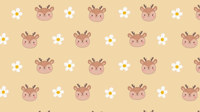 Cute deer and flower pattern animation for children