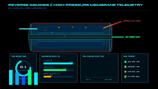 Reverse Osmosis High Pressure Membrane Telemetry System Interface Display Monitor Screen Data