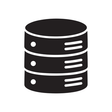 Database Server Black Icon &ndash; Data Storage, Cloud Computing and Technology Vector