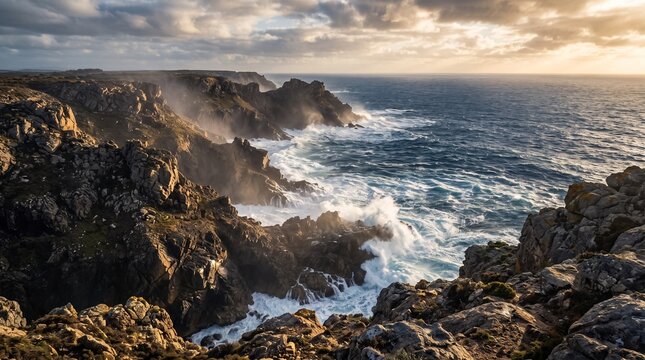 waves crashing on rocks
