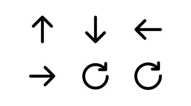 Set of five simple arrow icons with directions