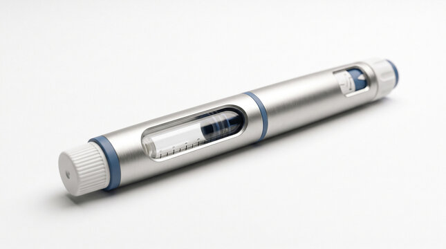 Modern Insulin Pen Product Photography Sleek Diabetes Medication Device on White