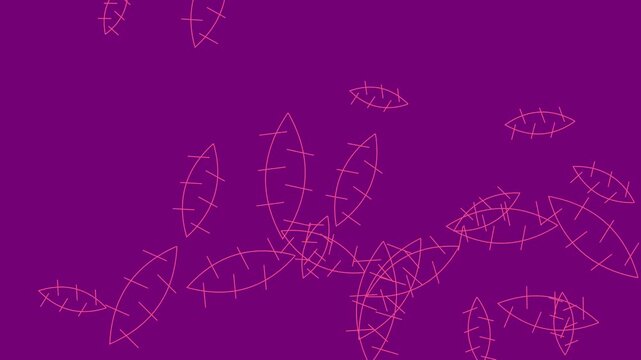 Abstract Pink Leaf Shaped Geometric Lines Floating on Purple Background Motion Video
