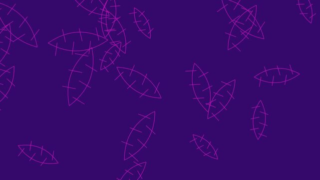 Abstract Pink Leaf Shapes Floating on Dark Purple Background Motion Graphics