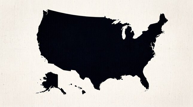 Silhouette map of the united states of america with alaska and hawaii