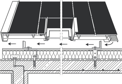 Ventilated rainscreen exterior cladding facade wall assembly cross section architectural building construction detail vector