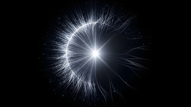 White Energy Wave Beam and Starburst Flash Light Effect