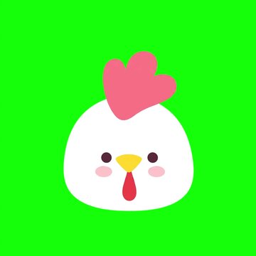 Animated cartoon chicken head icon with squash and stretch motion