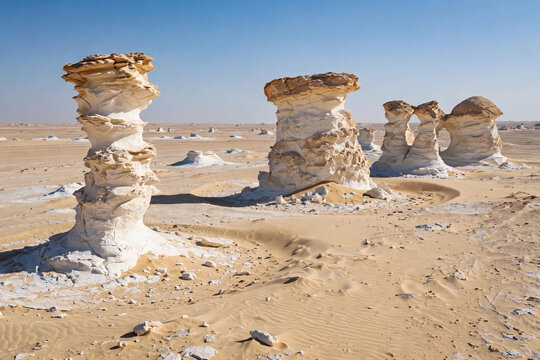 White chalk rock formations in Egypt's White Desert