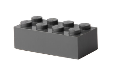 Gray building block with circular studs used for construction and play © fotofabrika