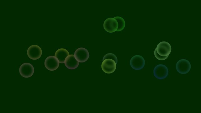 Bright green abstract background with glass circles animation, Transparent glass bubble with graphic effect, Shiny gradient circle rotating circle glass frame background, Abstract glass ball.4k video