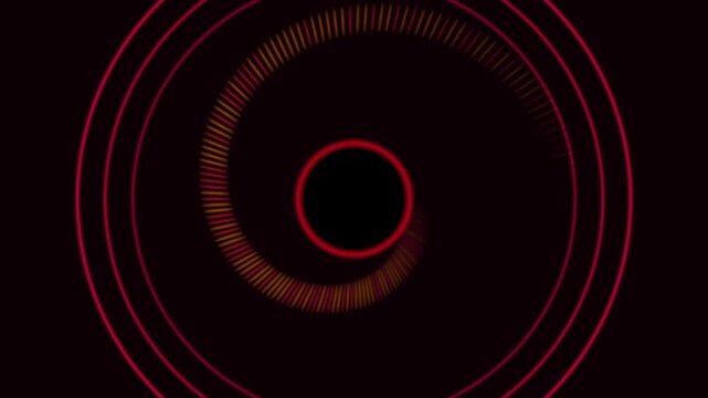 An abstract representation of a science fiction figure featuring a colossal glowing cybernetic eye. The mechanical iris expands with 150 glowing strands of neon red and orange energy