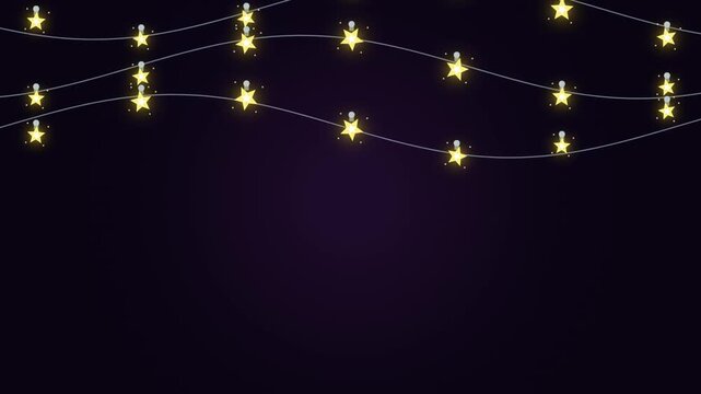 Glowing star string lights festive holiday background loop