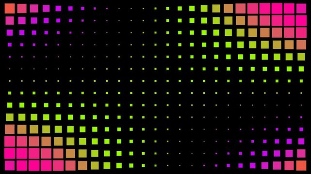 Colorful Square Halftone Grid Expanding and Multiplying Motion Background