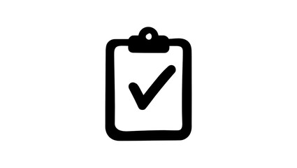 Black clipboard with check mark symbol, isolated on transparent background © STUDIOP