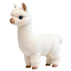 Fototapeta premium [Transparent Background PNG]Cute White Alpaca Stuffed Plush Toy On Plain Background