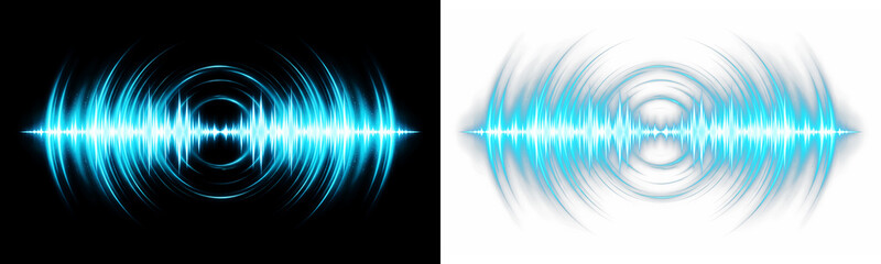 Abstract blue sound wave equalizer background isolated on transparent background © Anwara