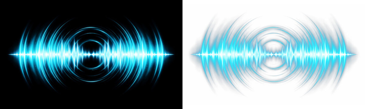 Abstract blue sound wave equalizer background isolated on transparent background