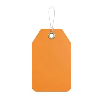 Blank orange paper tag with metal eyelet and string merchandise cardboard