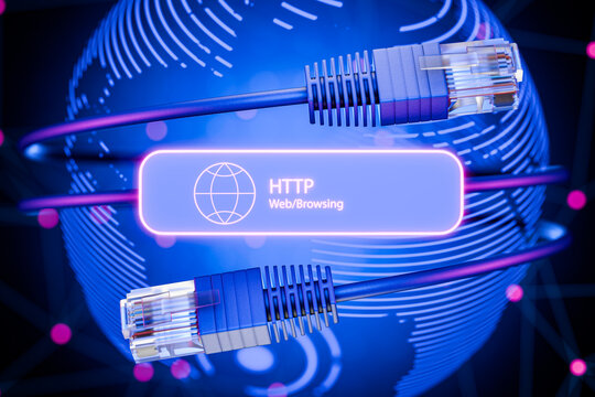 HTTP protocol concept. HTTP (Hypertext Transfer Protocol) is an application layer protocol in the Internet protocol suite for distributed, collaborative, hypermedia information systems. 3d render