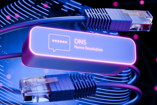 DNS protocol concept. System domain name concept. 3d render