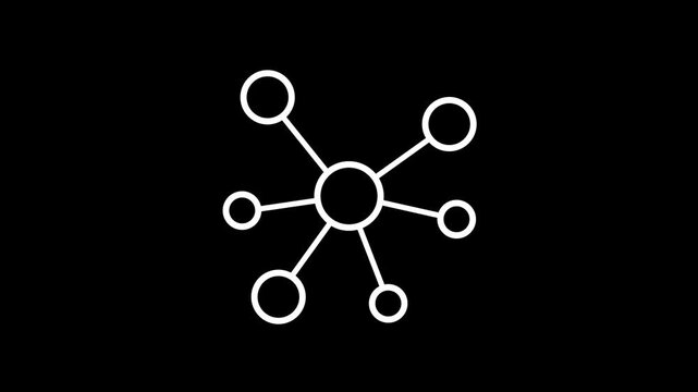 Networking concept. WHITE line icon animation. motion graphics of data info concept