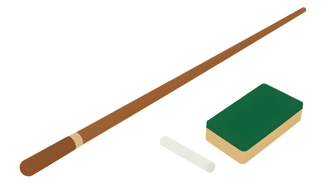 Teacher pointer stick chalk eraser flat vector illustration educational setting