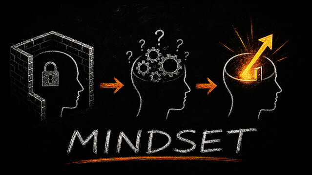 Mindset Transformation with Human Profile and Growth Arrow