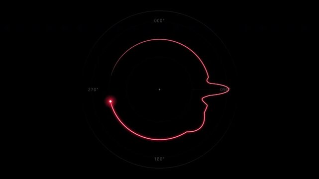 Red cardiograph recording of heart activity on black background