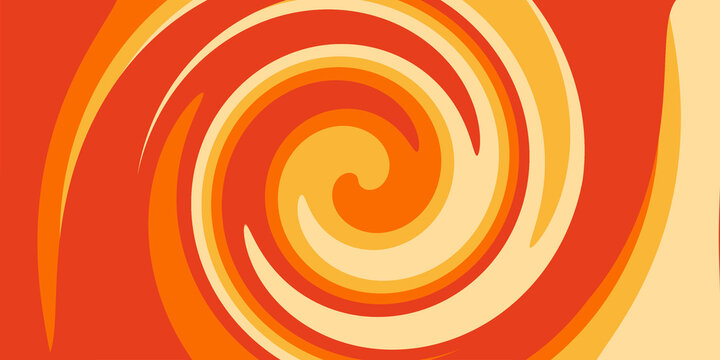 Abstract orange and red swirl spiral vortex background dynamic motion optical illusion vector illustration