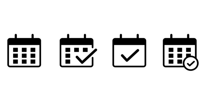 Checkmark calendar icon for schedules, plans, and reservations