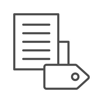 Tags outline icon, suitable for content labeling, search organization, blog management, information classification, and digital publishing. Vector illustration