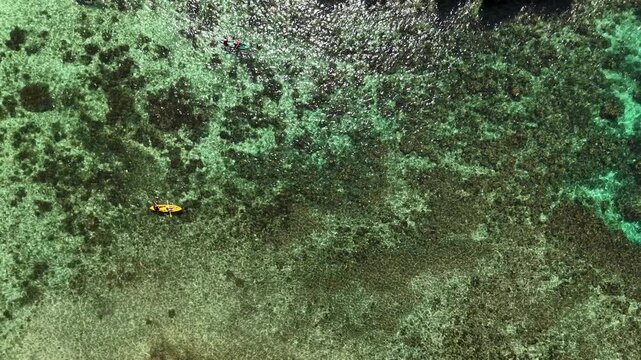 Philippines, Deep in the water, Kayak activie. Aerial View. Video