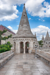 Fisherman's Bastion with cone-shaped turrets and city view, Budapest, Hungary © marcorubino
