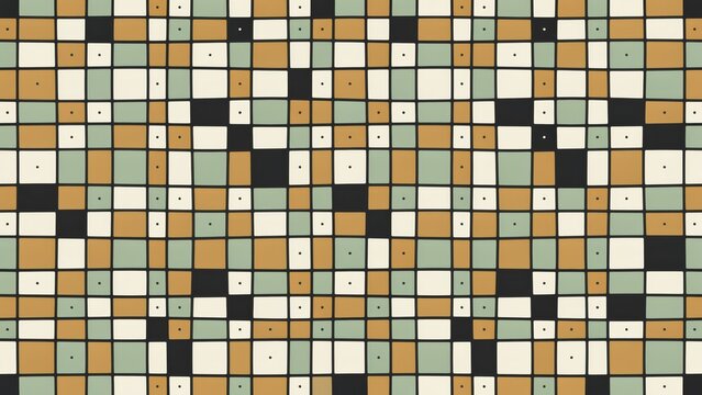 Abstract geometric seamless pattern with handdrawn squares in muted colors, retro style grid background