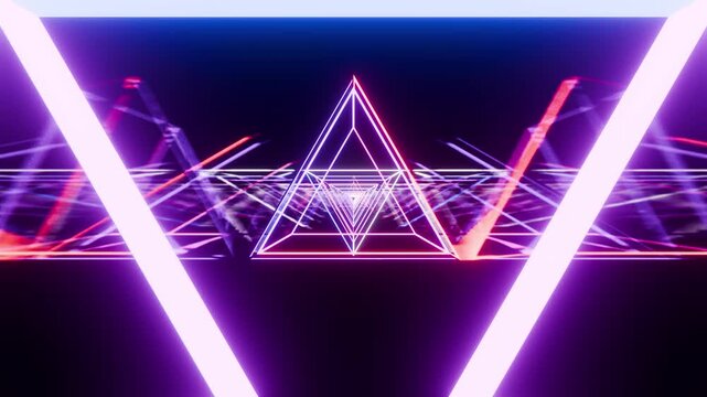 New triangles sci fi VJ loop space background animation red blue purple