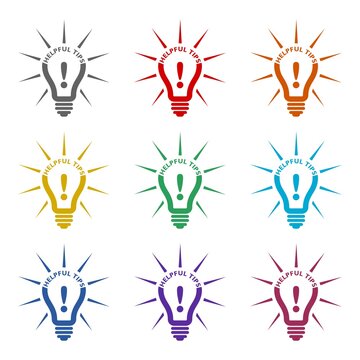 Helpful tips sign icon isolated on white background. Set icons colorful