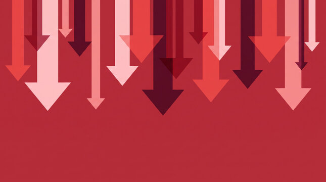Inflation red arrow signals economic decline. Financial crisis recession. stock price increase falling, bankruptcy risk loss, chart graph statistic