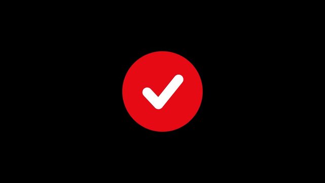 Red Check Mark Button Icon for Success, Approval, Confirmation and Digital Web Interface Design