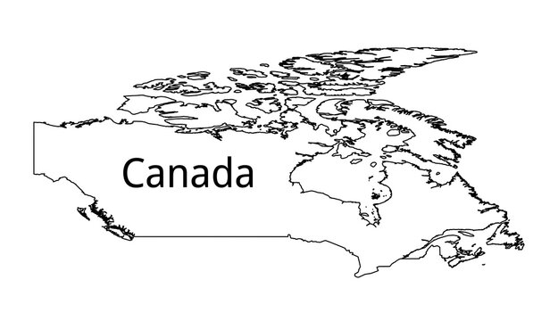 Canada country map outline with arctic islands for north america geography education.