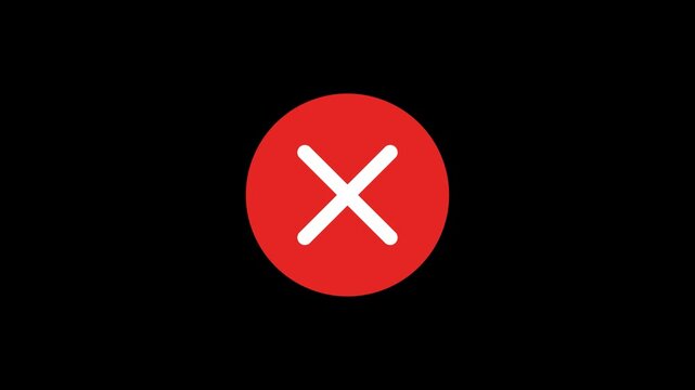 Glowing Red Cross Button Icon for Error, Cancel, Reject, Delete and Digital Technology Interface