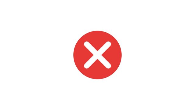 Glowing Red Cross Button Icon for Error, Cancel, Reject, Delete and Digital Technology Interface