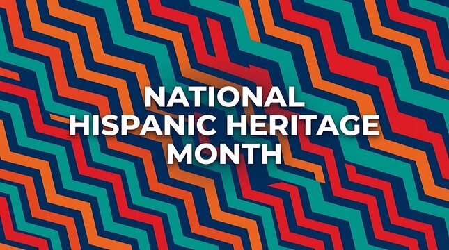 National Hispanic Heritage Month banner with colorful geometric zigzag background pattern design