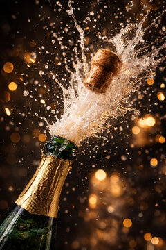 champagne bottle and glass