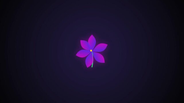 Glowing purple 3D flower on a dark purple field